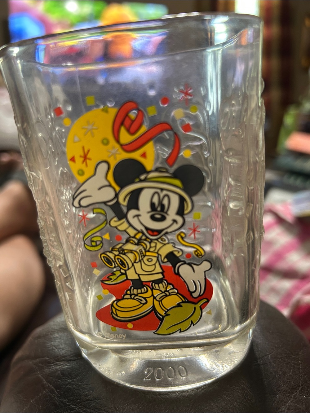 Vintage 2000 Walt Disney World Animal Kingdom Disney Mickey Mouse Clear Glass